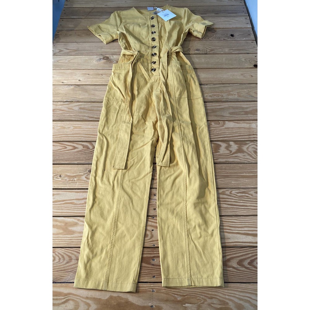 NWT Emberley Spring Fling Jumpsuit Size XS Mustard Short Sleeve MSRP $52.99